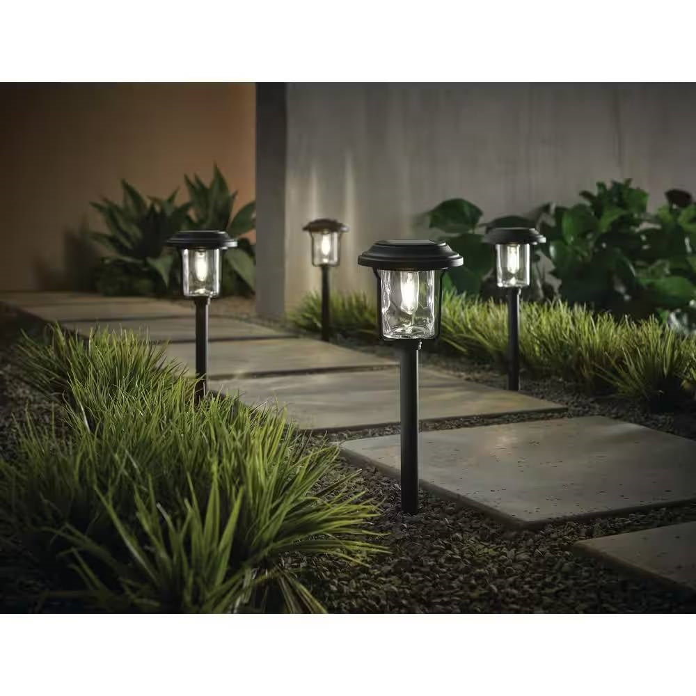 4 Pack - Solar LED Light Set - Outdoor Path Lighting in Black FastFurnishings