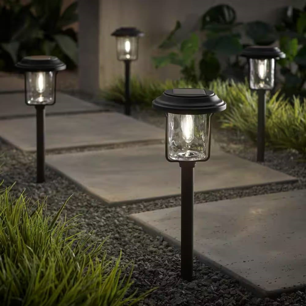 4 Pack - Solar LED Light Set - Outdoor Path Lighting in Black FastFurnishings
