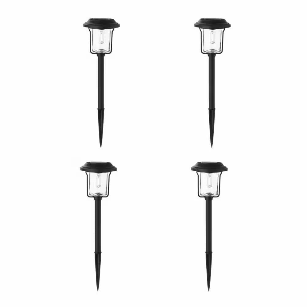 4 Pack - Solar LED Light Set - Outdoor Path Lighting in Black FastFurnishings