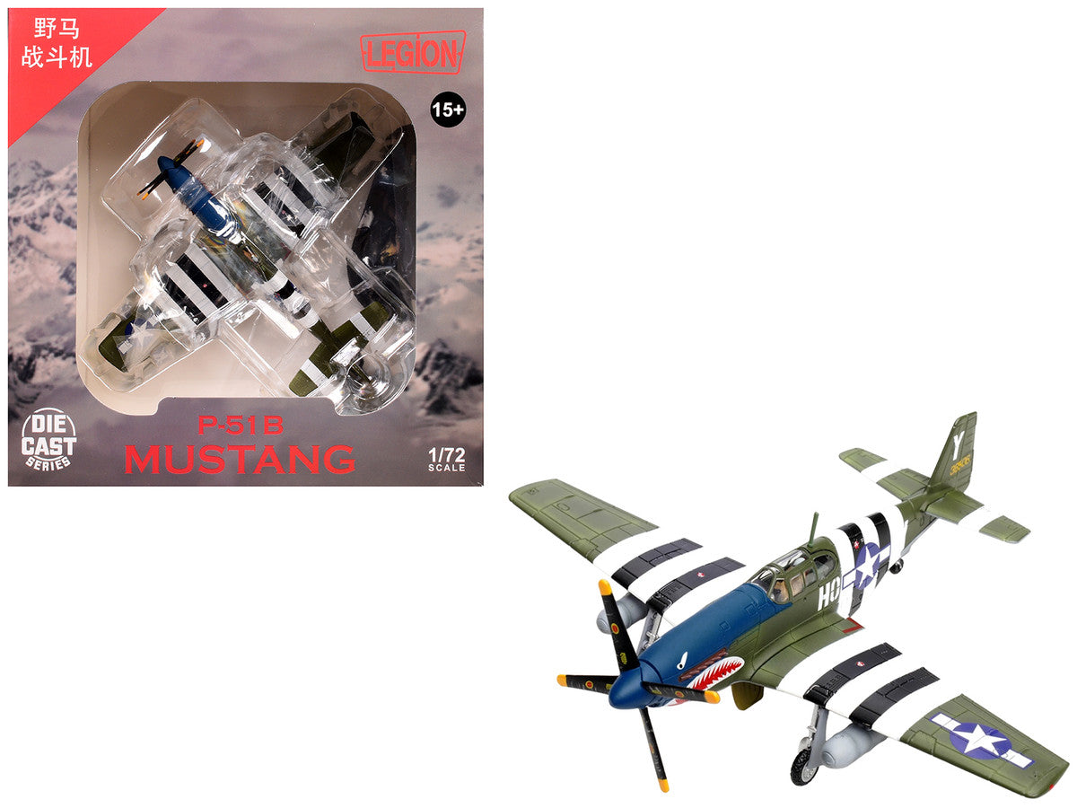 North American P-51B Mustang Aircraft "John Bennett 487th Fighter Squadron 352nd Fighter Group Blue-Nosed Bastards of Bodney RAF Bodney" (1944) United States Army Air Forces 1/72 Diecast Model Airplane by Legion-0