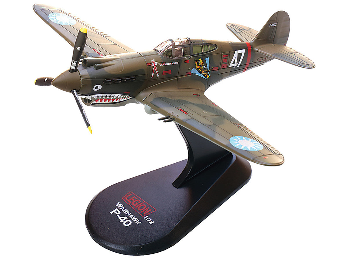 Curtiss P-40B/C Warhawk Fighter Aircraft "White 47 Robert T. Smith 3rd Squadron Hell's Angels Chinese Air Force Burma" (1942) 1st American Volunteer Group 1/72 Diecast Model Airplane by Legion-2