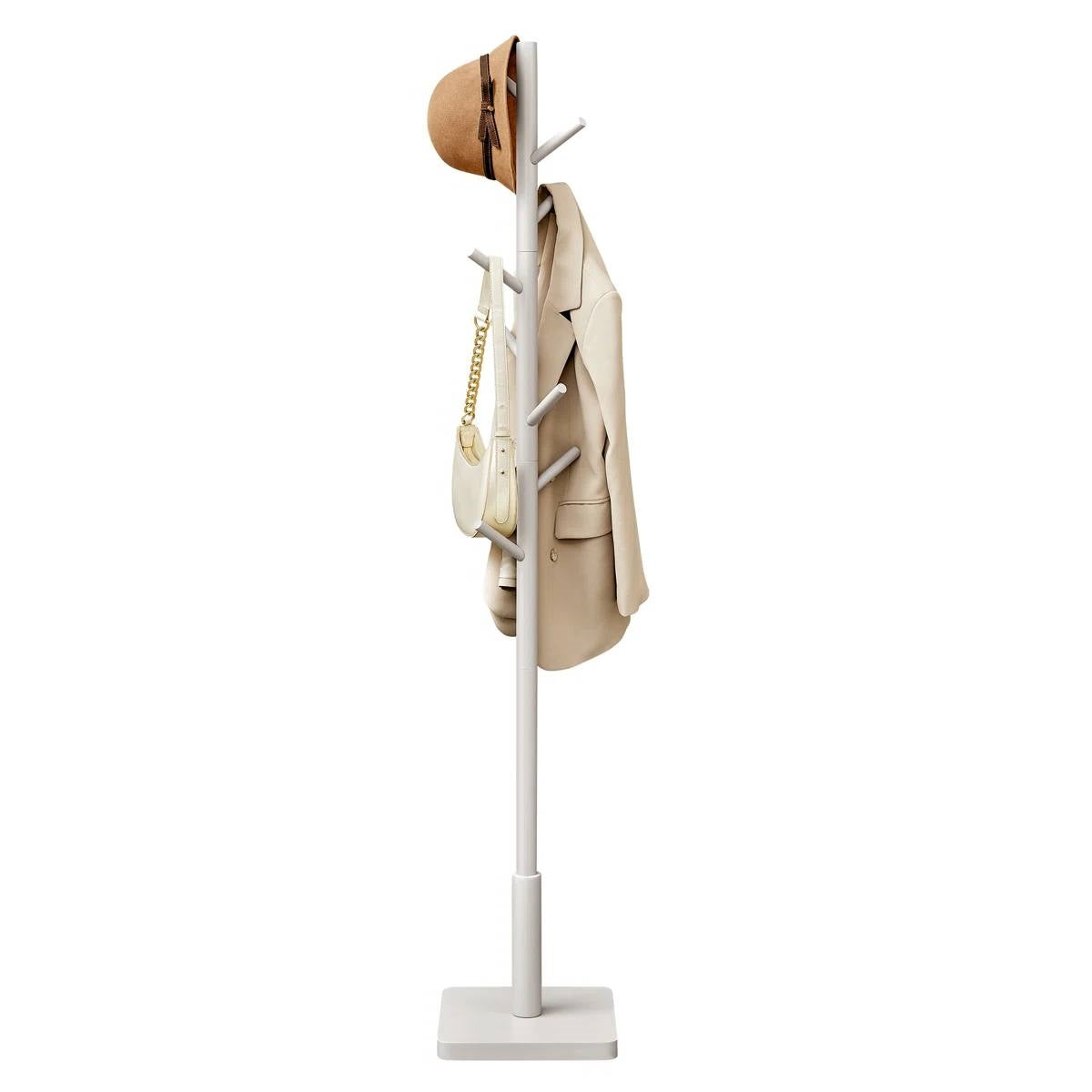 Modern Farmhouse Solid Wood Coat Rack Entryway Hall Tree Hat Stand in Light Grey-1