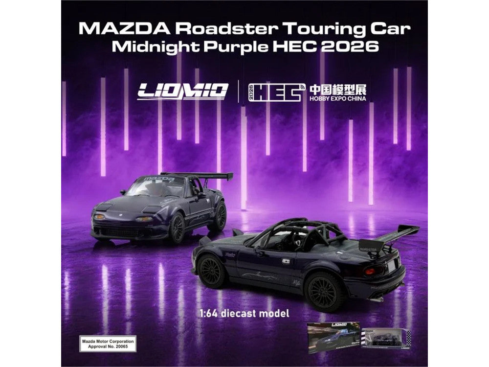 Mazda Roadster Touring Car RHD (Right Hand Drive) Midnight Purple Metallic "Hobby Expo China 2026 Event Edition" 1/64 Diecast Model Car by Liomio Liomio