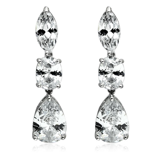 LO2334 - Rhodium Brass Jewelry Sets with AAA Grade CZ  in Clear-1