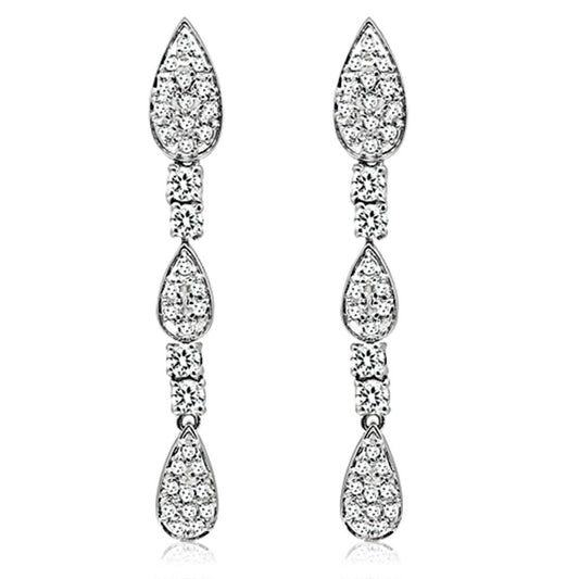 LO2428 - Rhodium Brass Jewelry Sets with AAA Grade CZ  in Clear-1