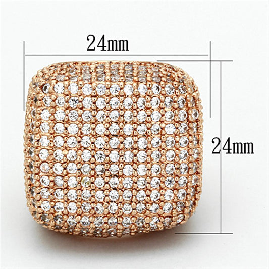 LO3038 - Rose Gold Brass Ring with AAA Grade CZ  in Clear-1