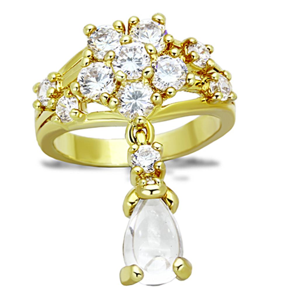 LO3077 - Gold Brass Jewelry Sets with AAA Grade CZ  in Clear Alamode