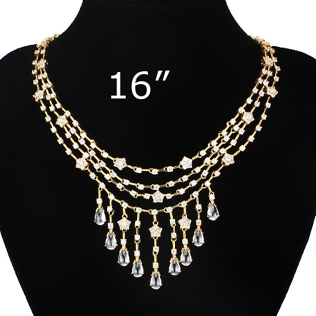 LO3077 - Gold Brass Jewelry Sets with AAA Grade CZ  in Clear Alamode