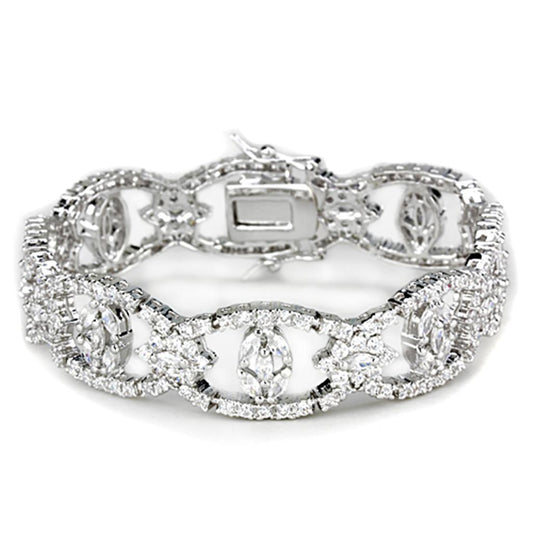 LO3291 - Rhodium Brass Jewelry Sets with AAA Grade CZ  in Clear-1