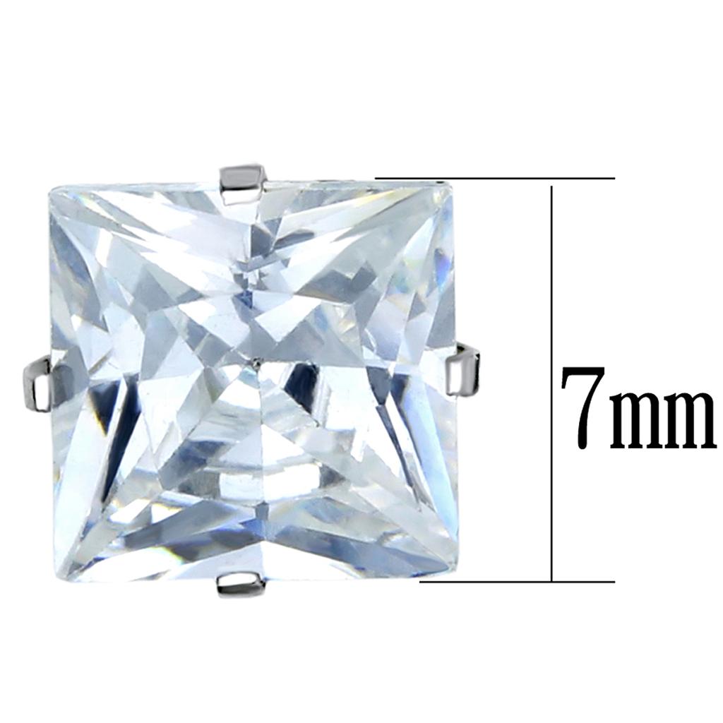 LO3315 - High polished (no plating) Stainless Steel Earrings with AAA Grade CZ  in Clear Alamode