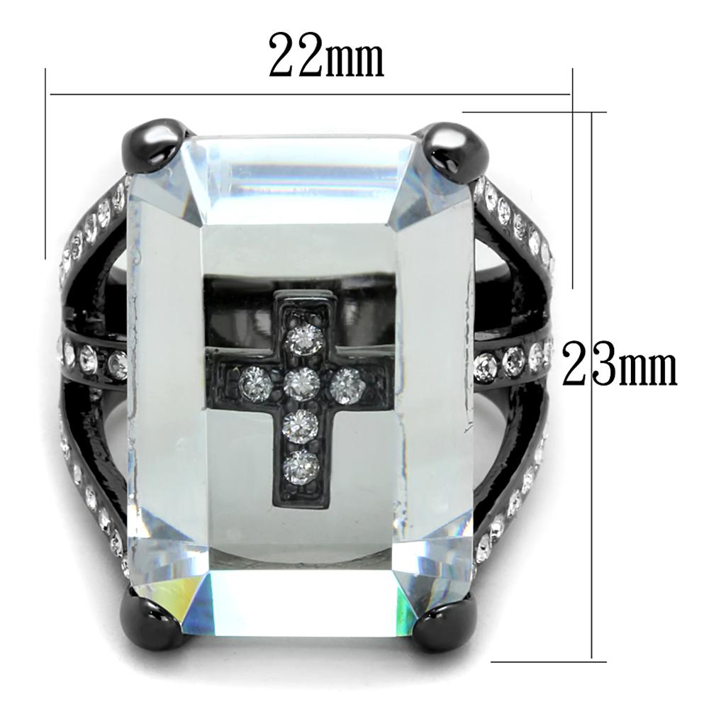 LO3593 - TIN Cobalt Black Brass Ring with AAA Grade CZ  in Clear Alamode