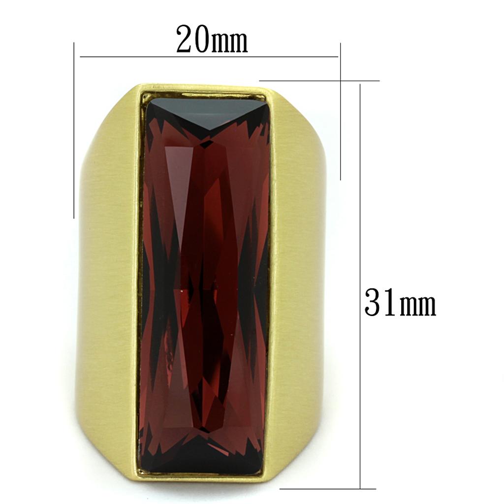 LO3899 - Gold & Brush Brass Ring with Top Grade Crystal  in Siam-1