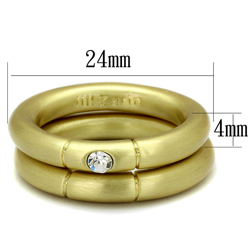 LO3918 - Gold & Brush Brass Ring with Top Grade Crystal  in Clear-1