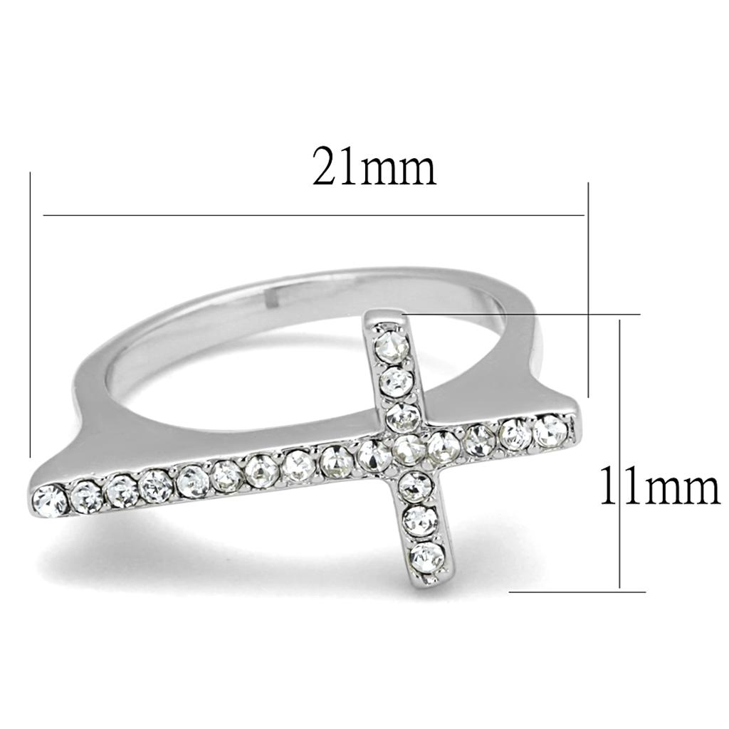 LO3976 - Rhodium Brass Ring with Top Grade Crystal  in Clear Alamode