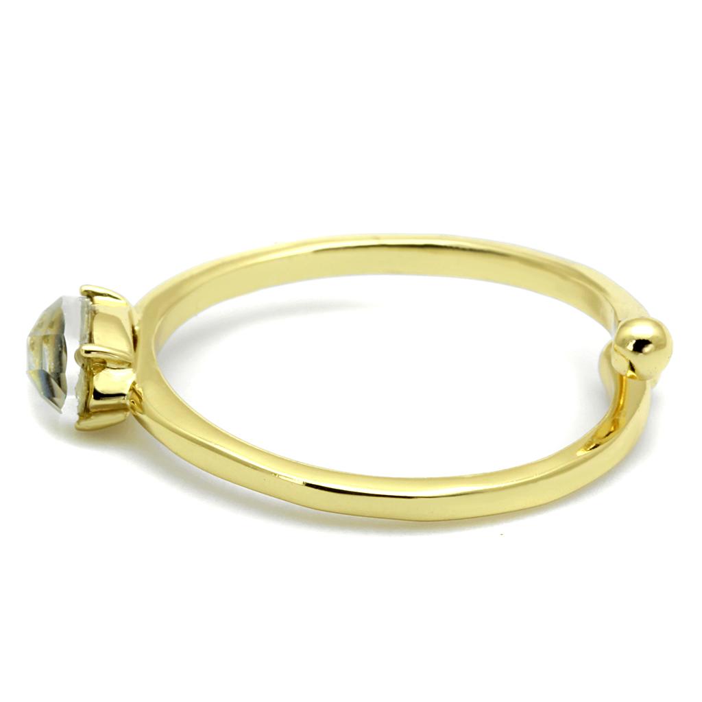 LO4062 - Flash Gold Brass Ring with Precious Stone Conch in Multi Color-2