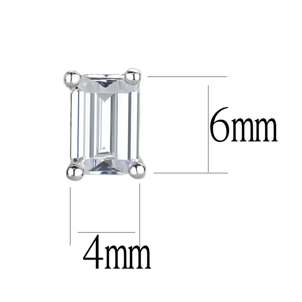 LO4128 - Rhodium Brass Earrings with AAA Grade CZ  in Clear-1