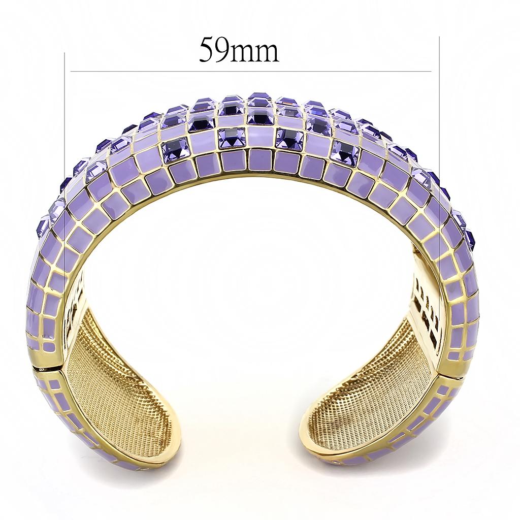 LO4271 - Gold Brass Bangle with Top Grade Crystal  in Tanzanite Alamode