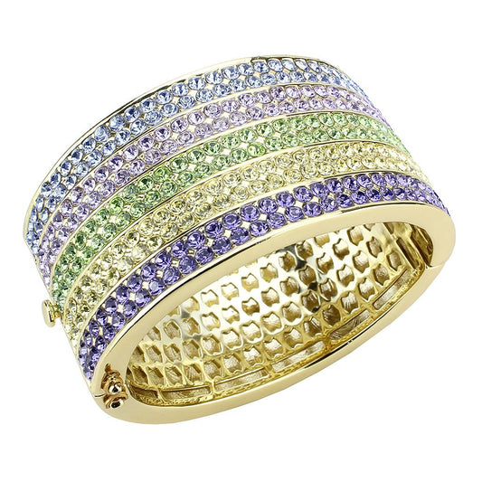 LO4277 - Gold Brass Bangle with Top Grade Crystal  in Multi Color-1