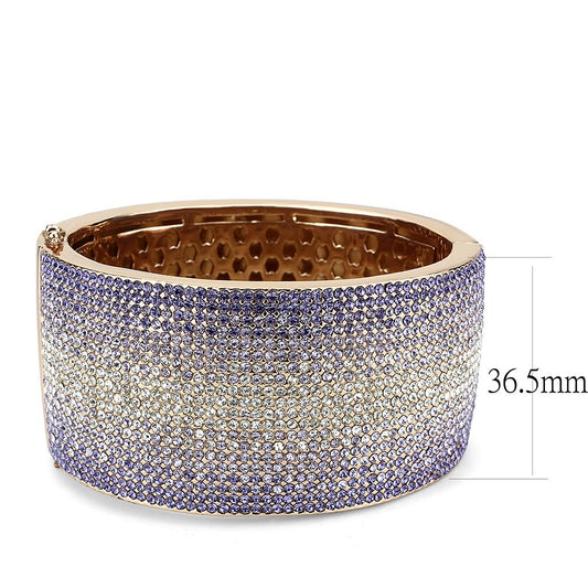 LO4279 - Rose Gold+e-coating Brass Bangle with Top Grade Crystal  in Multi Color-1