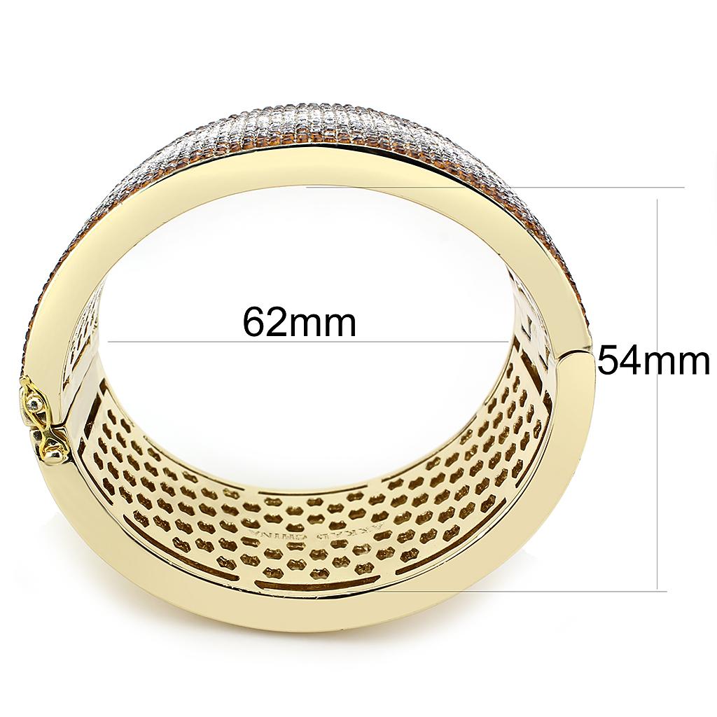 LO4280 - Gold Brass Bangle with Top Grade Crystal  in Multi Color-2