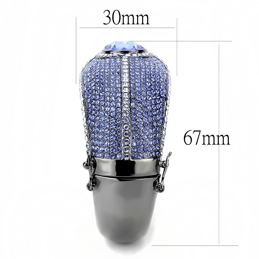 LO4283 - TIN Cobalt Black Brass Bangle with Top Grade Crystal  in Sapphire Alamode