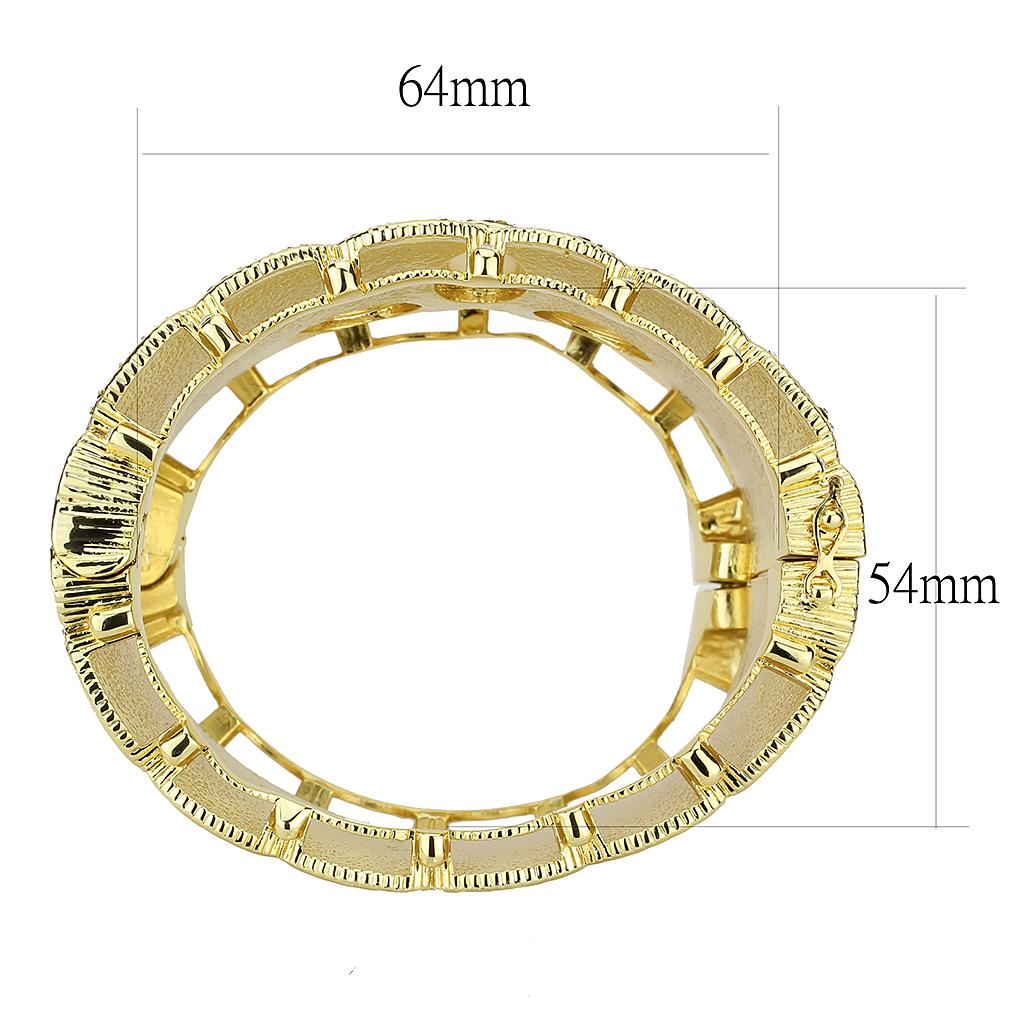 LO4285 - Gold Brass Bangle with Synthetic  in White Alamode