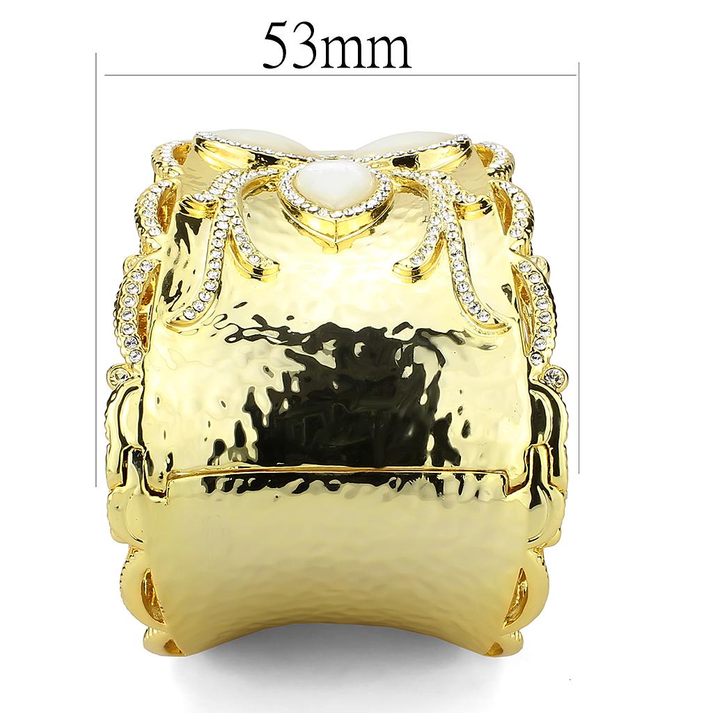 LO4285 - Gold Brass Bangle with Synthetic  in White Alamode