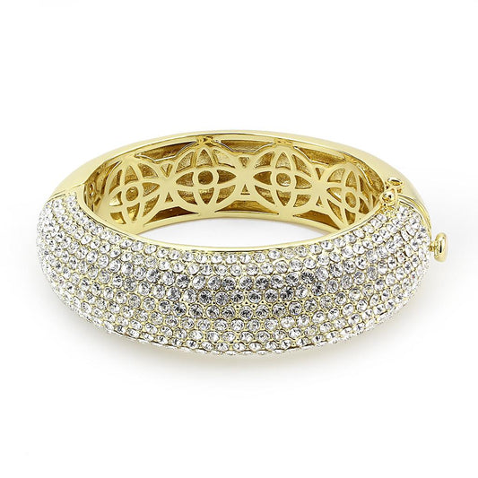 LO4301 - Flash Gold Brass Bangle with Top Grade Crystal  in Clear Alamode