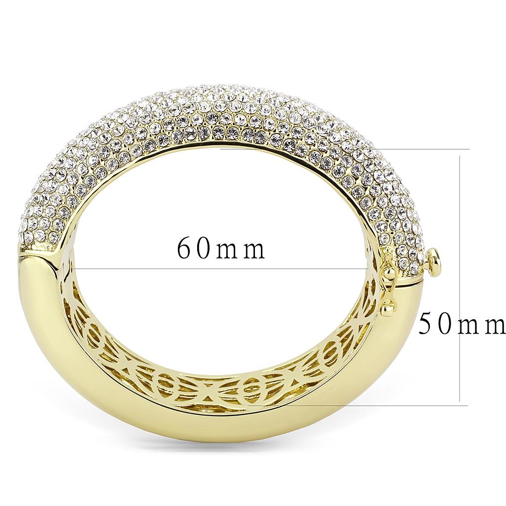LO4301 - Flash Gold Brass Bangle with Top Grade Crystal  in Clear Alamode