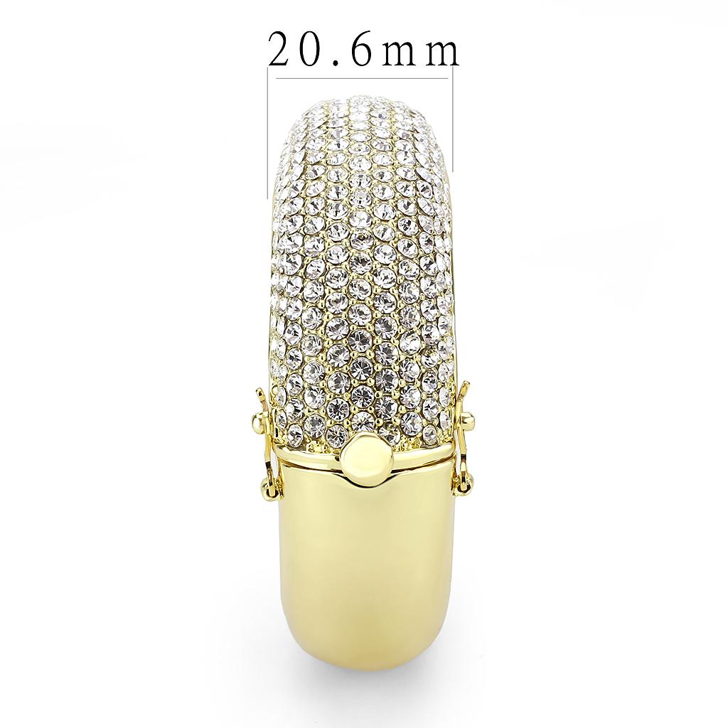 LO4301 - Flash Gold Brass Bangle with Top Grade Crystal  in Clear Alamode