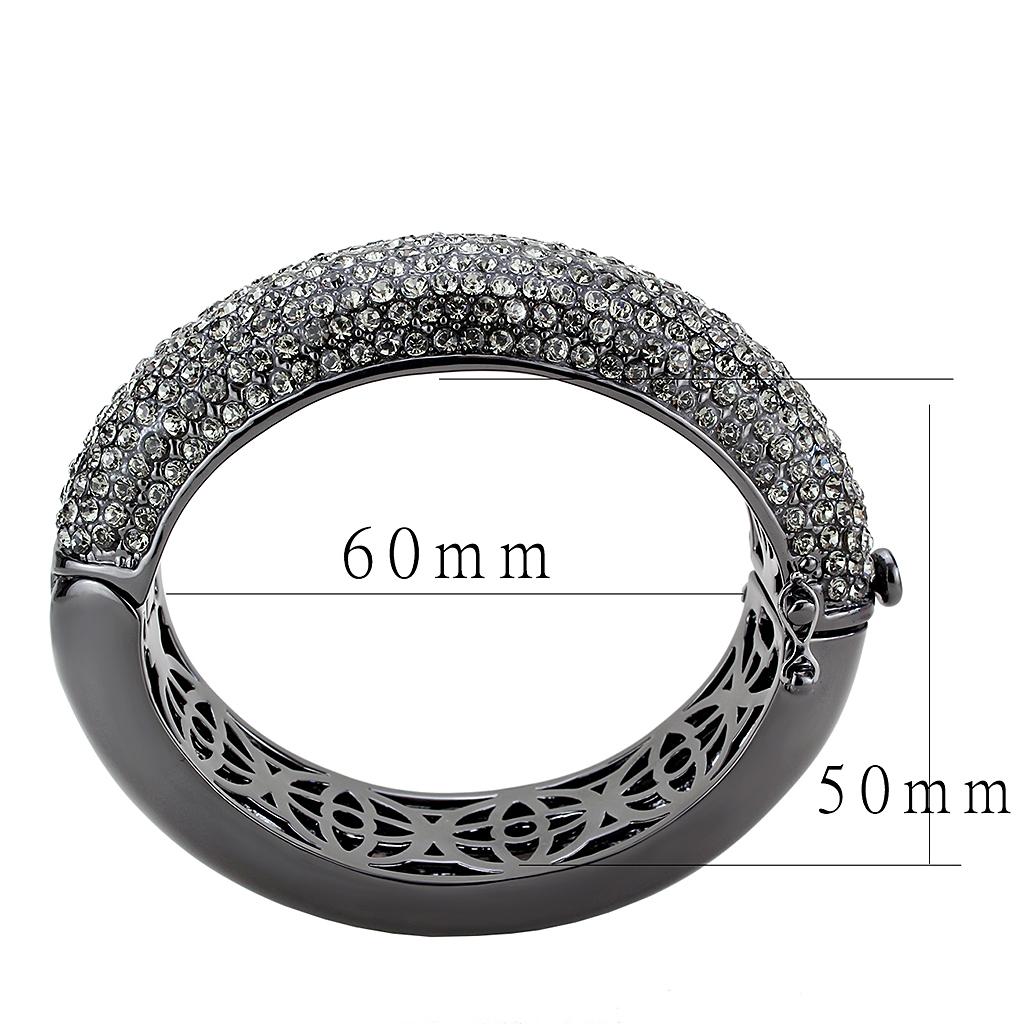 LO4304 - TIN Cobalt Black Brass Bangle with Top Grade Crystal  in Black Diamond Alamode