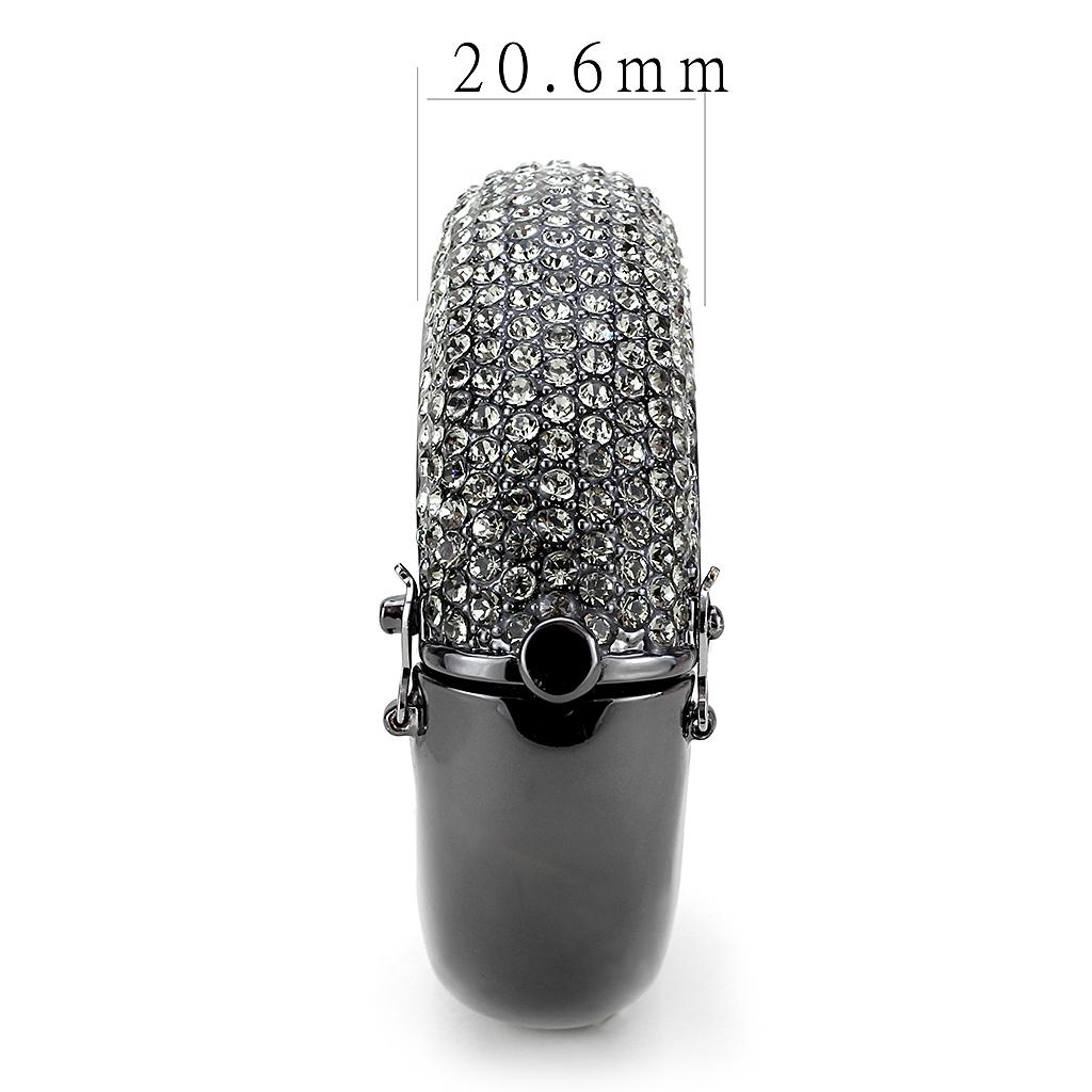 LO4304 - TIN Cobalt Black Brass Bangle with Top Grade Crystal  in Black Diamond Alamode