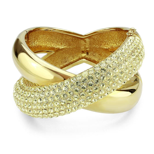 LO4321 - Gold Brass Bangle with Top Grade Crystal  in Citrine Yellow-1