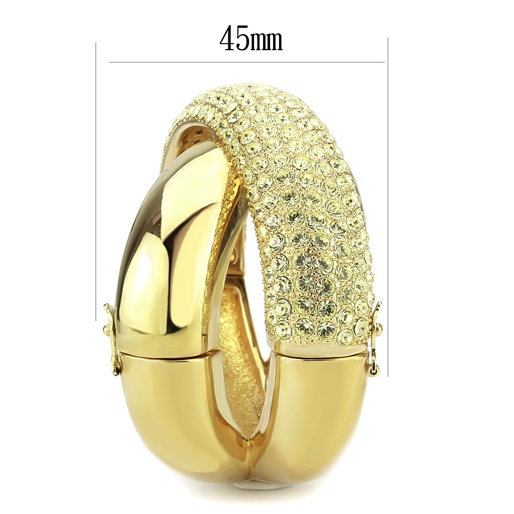 LO4321 - Gold Brass Bangle with Top Grade Crystal  in Citrine Yellow-3