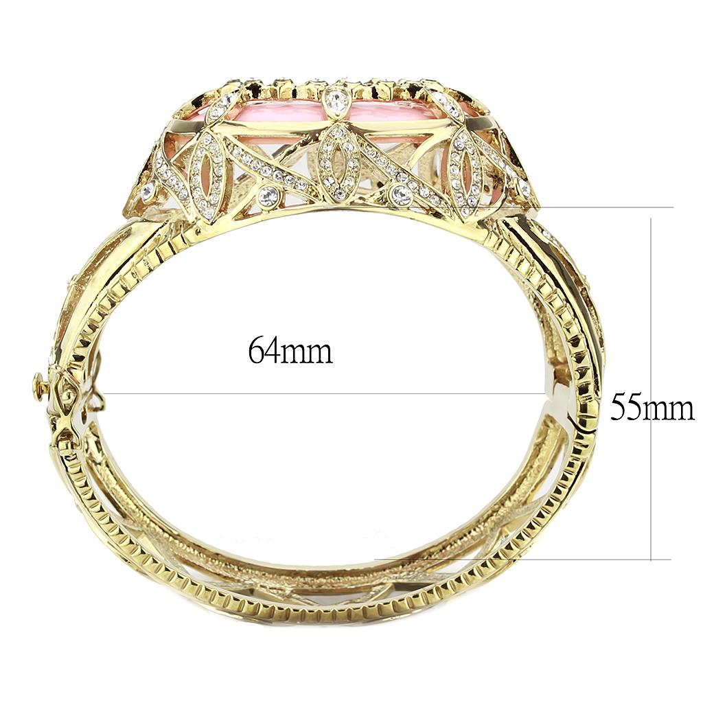 LO4347 - Gold Brass Bangle with Synthetic  in Rose Alamode