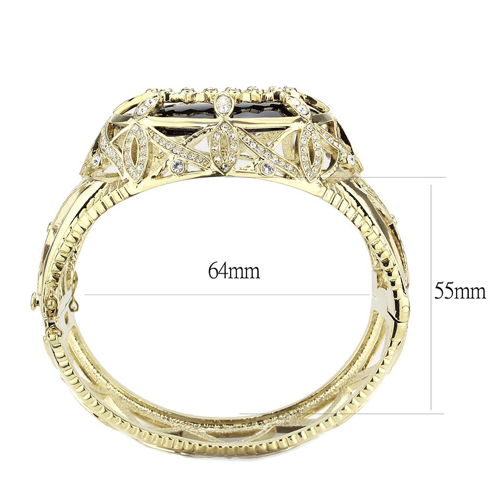 LO4349 - Gold Brass Bangle with Synthetic  in Jet Alamode