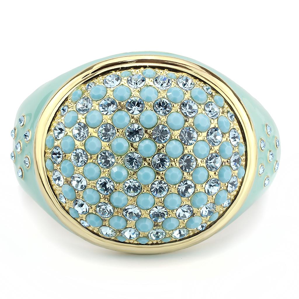 LO4350 - Gold Brass Bangle with Top Grade Crystal  in Multi Color Alamode
