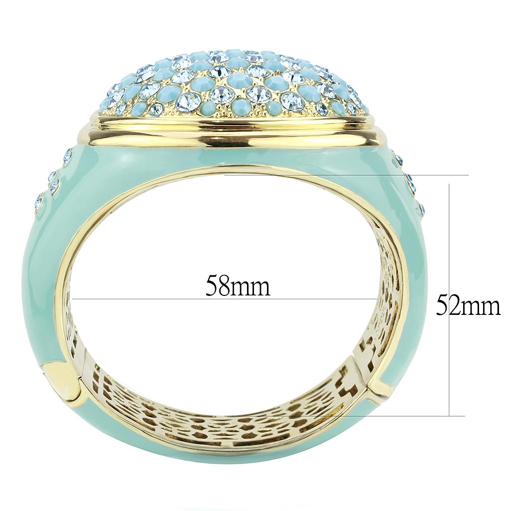 LO4350 - Gold Brass Bangle with Top Grade Crystal  in Multi Color Alamode