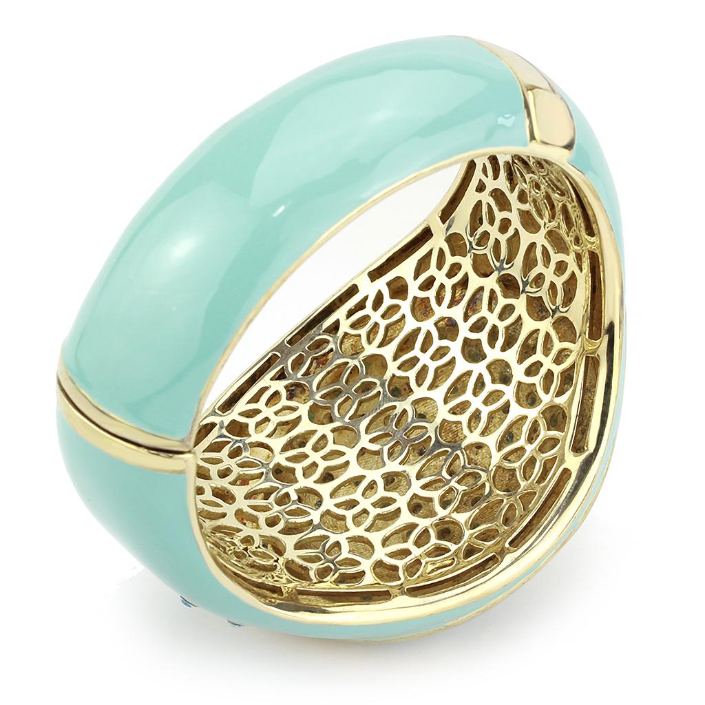 LO4350 - Gold Brass Bangle with Top Grade Crystal  in Multi Color Alamode