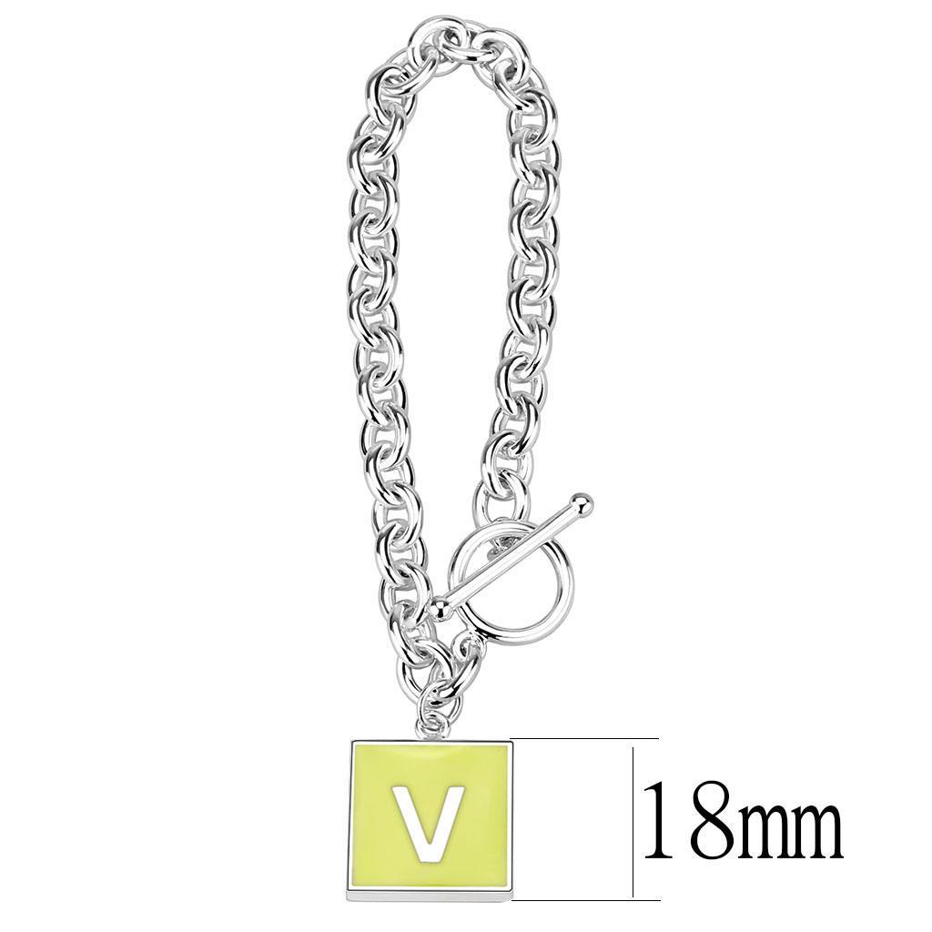 LO4643 - High-Polished Brass Bracelet with Epoxy  in Emerald Alamode