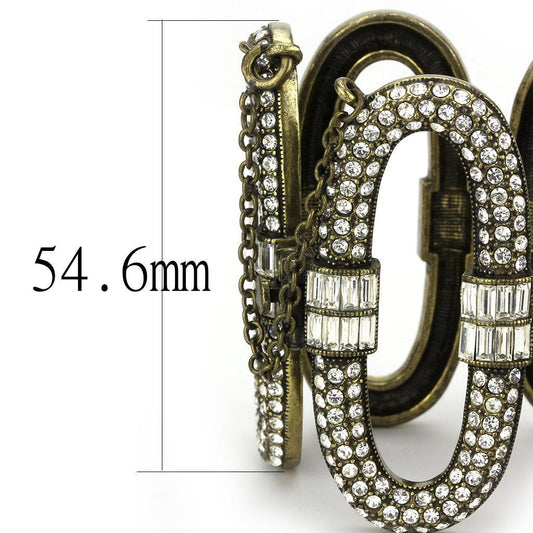 LO4657 - Antique Copper White Metal Bracelet with Top Grade Crystal  in Clear-1