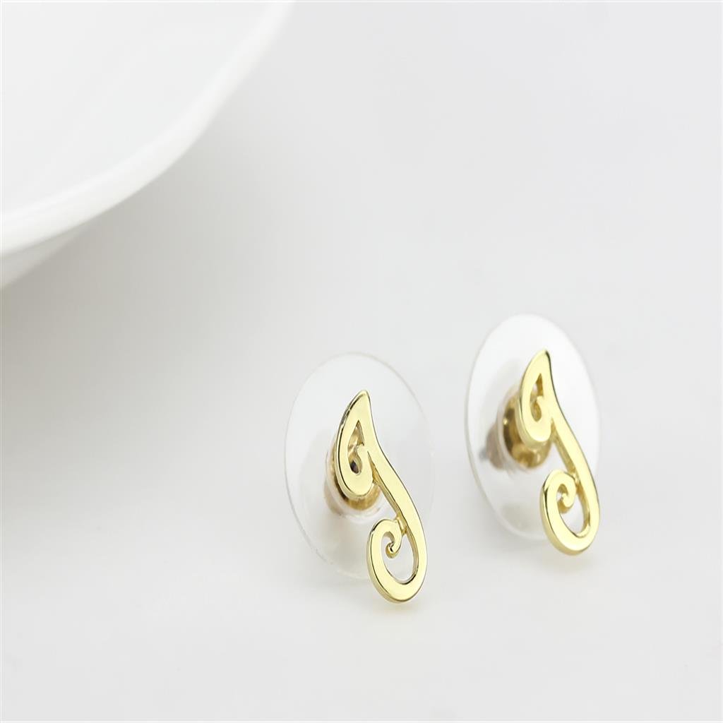 LO4668 - Flash Gold Brass Earrings with No Stone-2