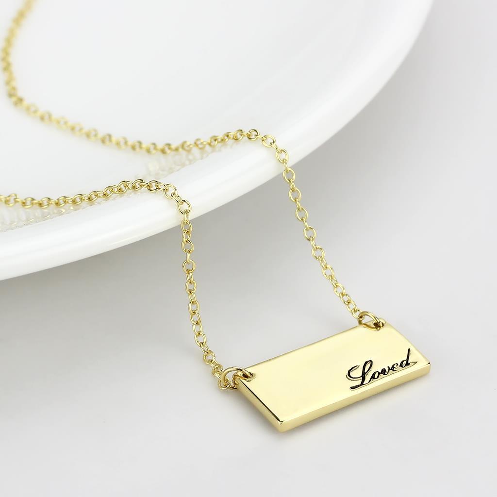 LO4699 - Flash Gold Brass Necklace with Top Grade Crystal  in Clear-2