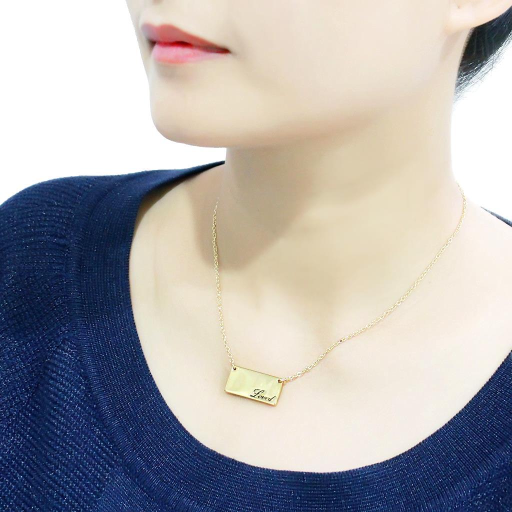 LO4699 - Flash Gold Brass Necklace with Top Grade Crystal  in Clear-4