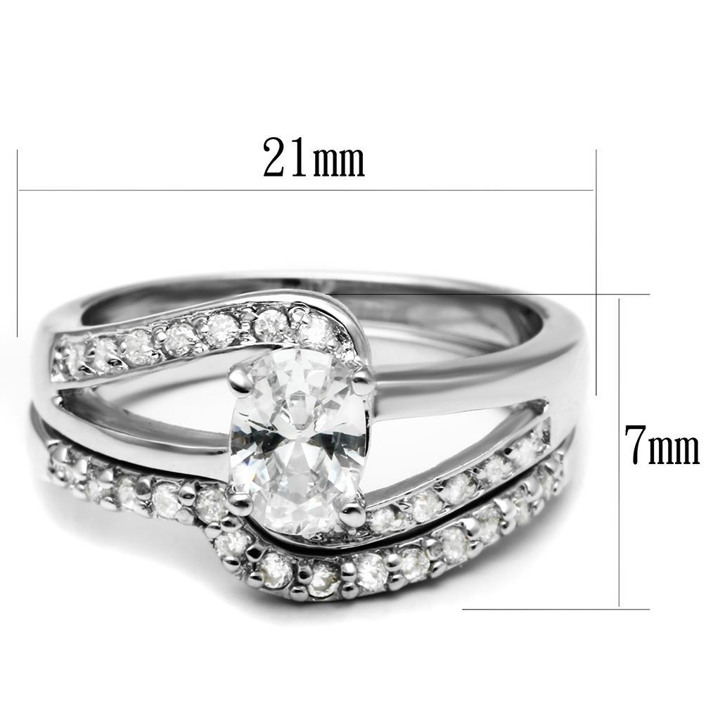 LO4712 - Rhodium Brass Ring with AAA Grade CZ  in Clear-1