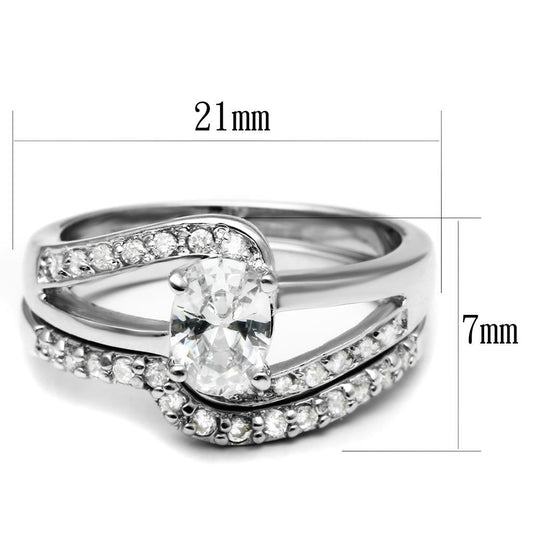 LO4712 - Rhodium Brass Ring with AAA Grade CZ  in Clear-1