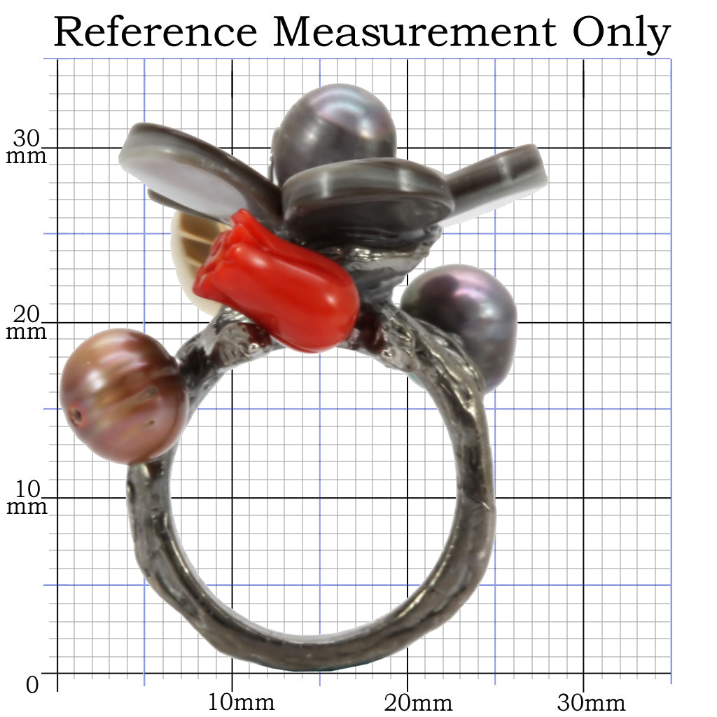 LO4744 - Antique Tone Brass Ring with Assorted in MultiColor-1