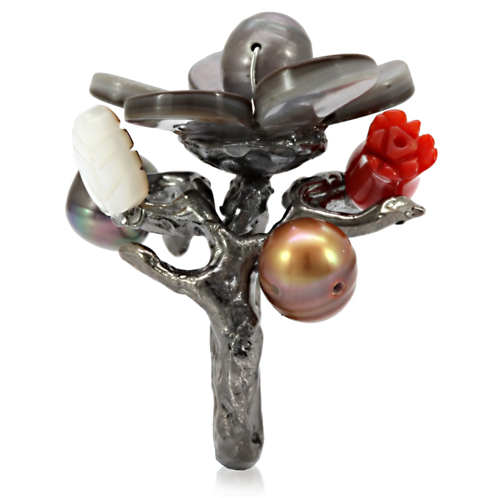 LO4744 - Antique Tone Brass Ring with Assorted in MultiColor-3
