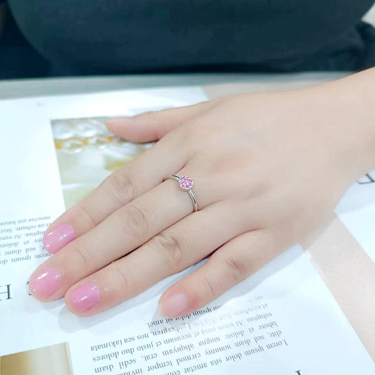 LO4769 - Rhodium Brass Ring with Top Grade Crystal in Rose Alamode