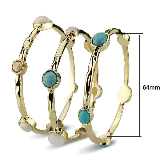 LO4786 - Bangle 64 mm, Brass, Flash Gold, Assorted, Multi Color, N/A-0